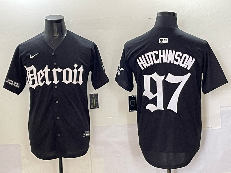 Men 2025 Detroit Lions 97 Hutchinson Black NFL jersey 002